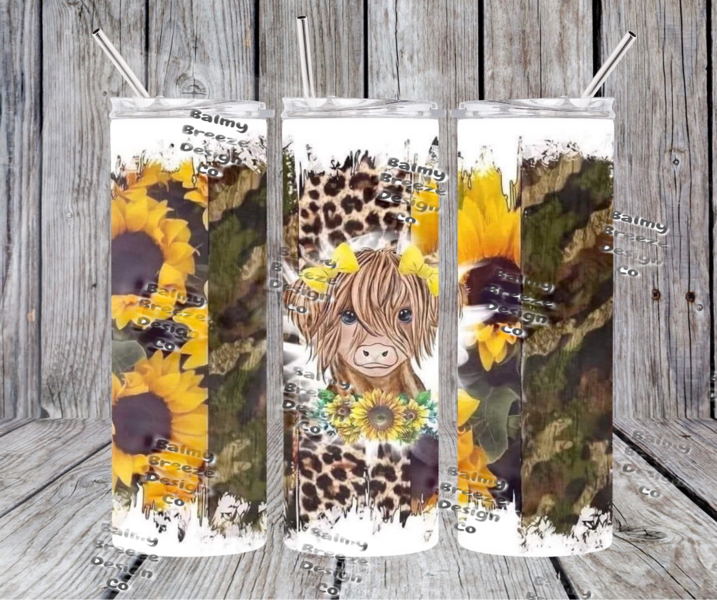 Camo highland cow tumbler