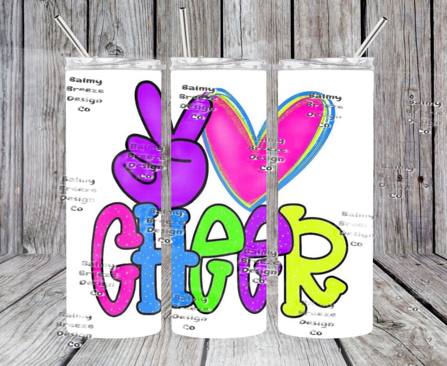 Peace Love Cheer Tumbler