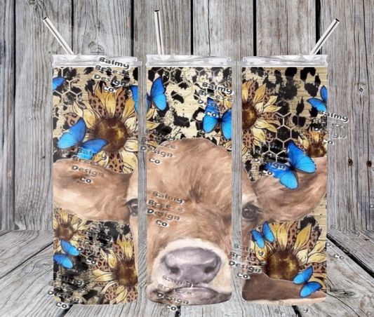 Leopard sunflower cow tumbler