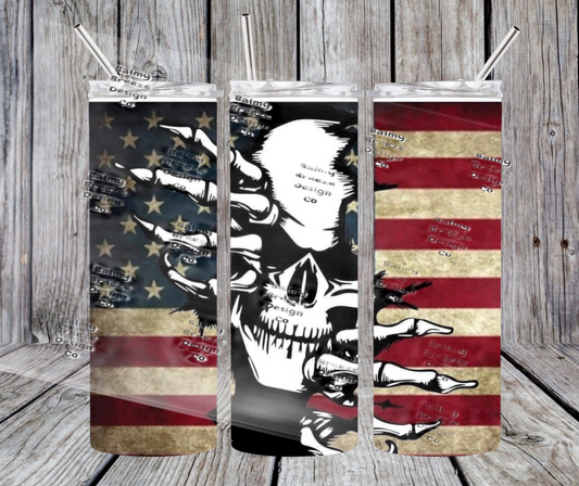 Skull American Flag Tunbler